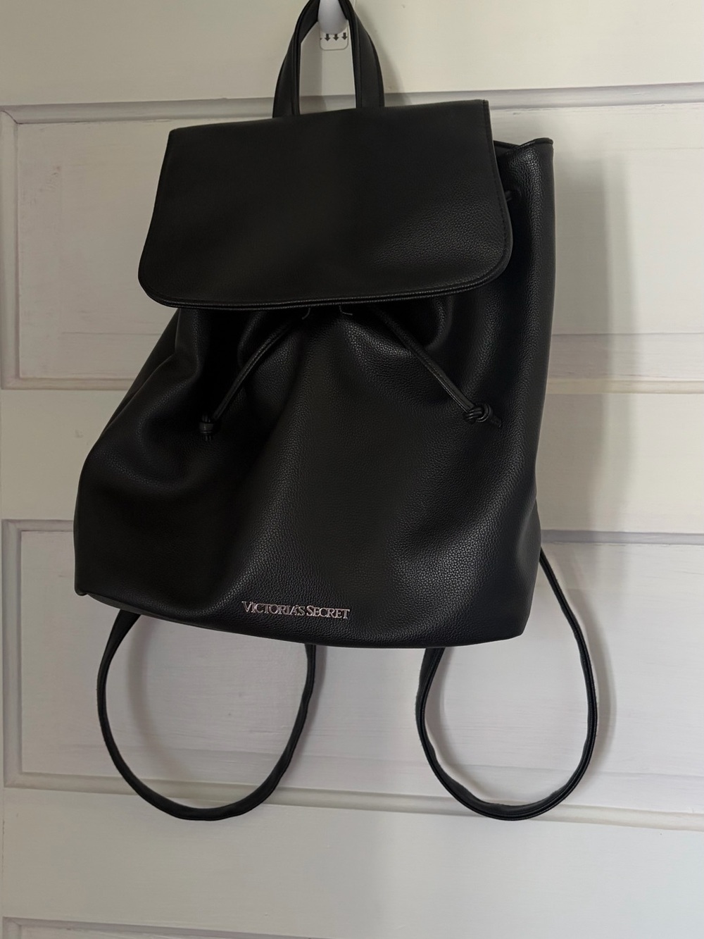 Victoria's Secret Black Pebbled Drawstring Backpack